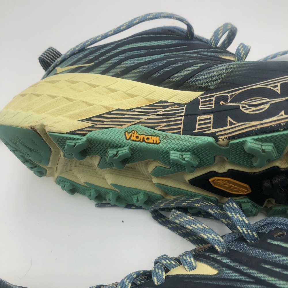 Hoka One Womens Running Shoes W Speedgoat 4 Size 9B Joggers Blue Yellow Vibram - Picture 16 of 16